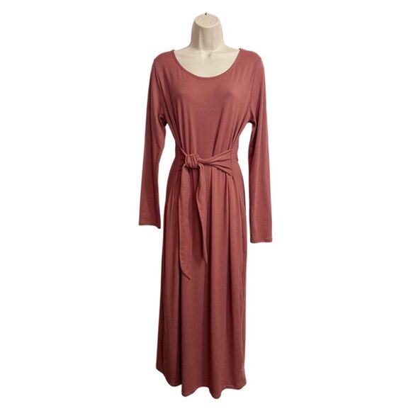 Roolee Mauve Tie Front Long Sleeve Maxi Dress - Picture 3 of 13